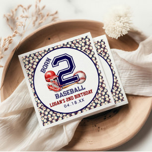 Serviette En Papier Né 2 Baseball Thème sportif 2e anniversaire du g