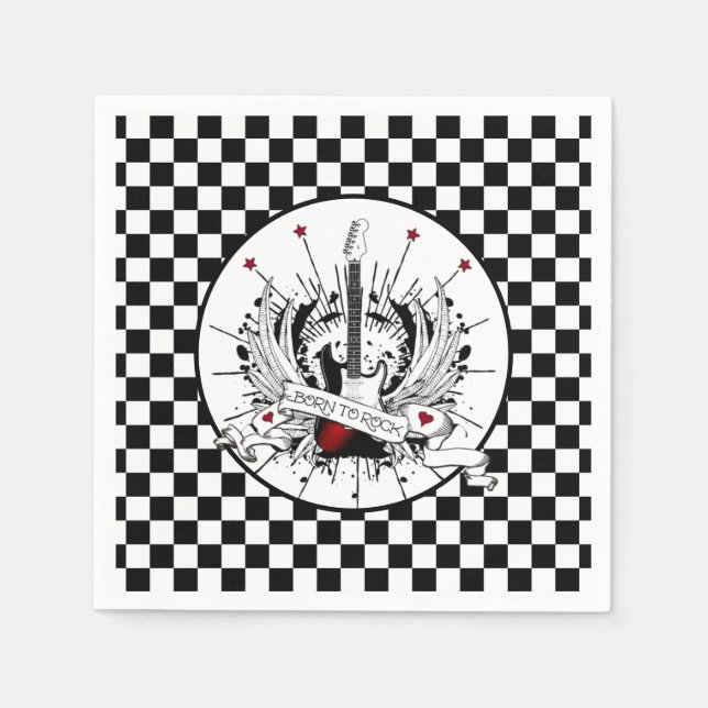 Serviette En Papier Né à Rock & Roll Guitar Rocker Metal Musician (Devant)