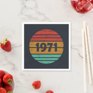 Serviette En Papier Né en 1971 fête d'anniversaire vintage