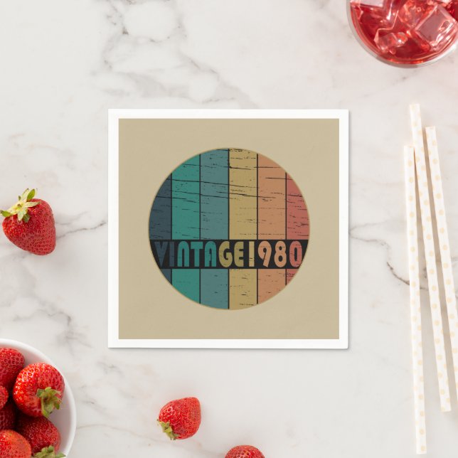 Serviette En Papier Né en 1980 anniversaire vintage (En situation)