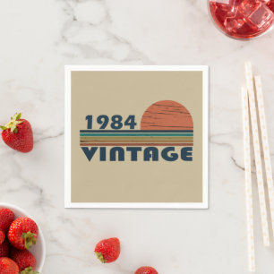 Serviette En Papier Né en 1984 fête d'anniversaire vintage