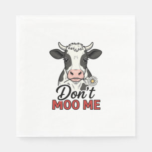 Serviette En Papier Ne me moo pas drôle vache gravure vintage