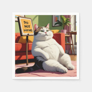 Serviette En Papier Ne pas déranger le gros chat amusant