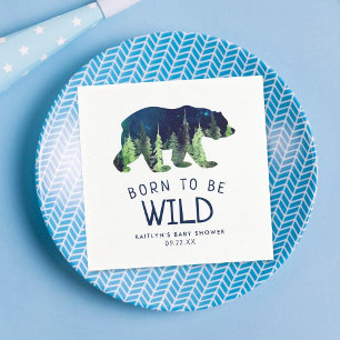 Serviette En Papier Né Pour Être Un Baby shower Sauvage
