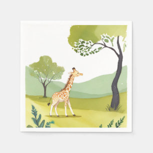Serviette En Papier Né pour Explorer Peinture Aquarelle Girafe