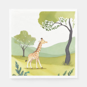 Serviette En Papier Né pour Explorer Peinture Aquarelle Girafe