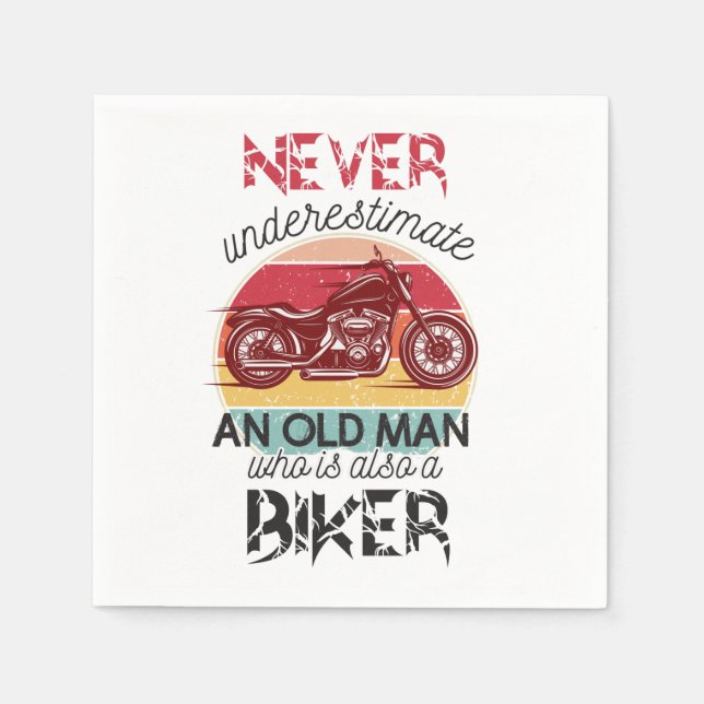 Serviette En Papier Ne sous-estimez jamais Old Man Biker (Devant)