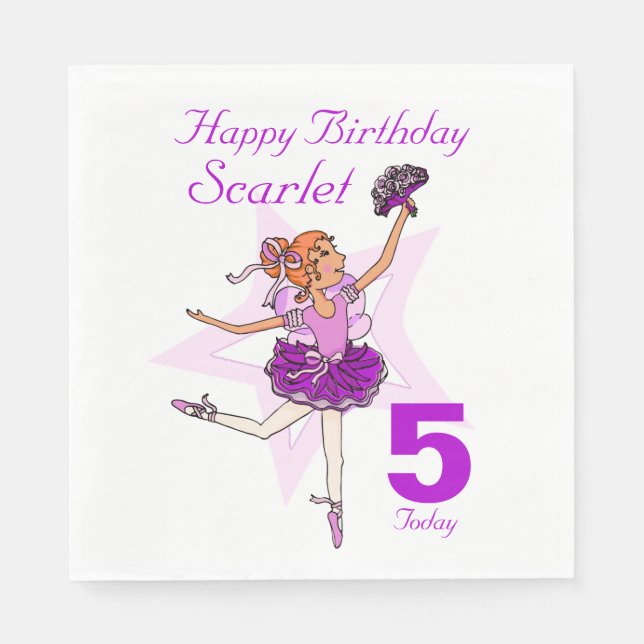 Serviette En Papier Née ballerine filles 5e anniversaire serviettes (Devant)