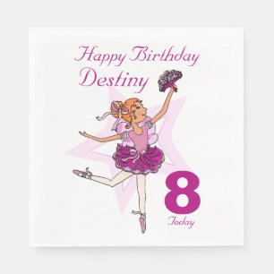 Serviette En Papier Née ballerine filles 8ème anniversaire serviettes