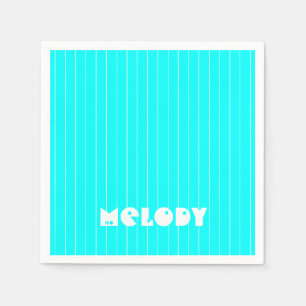 Serviette En Papier Négone Cyan Blanc mince Vertical Striped Nom