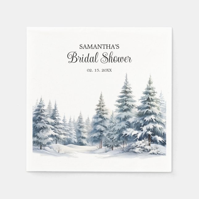 Serviette En Papier Neige dans l'amour forêt de pins hivernale Baby Sh (Devant)