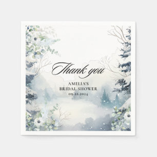 Serviette En Papier Neige en amour bleu poussiéreux Fête des mariées d