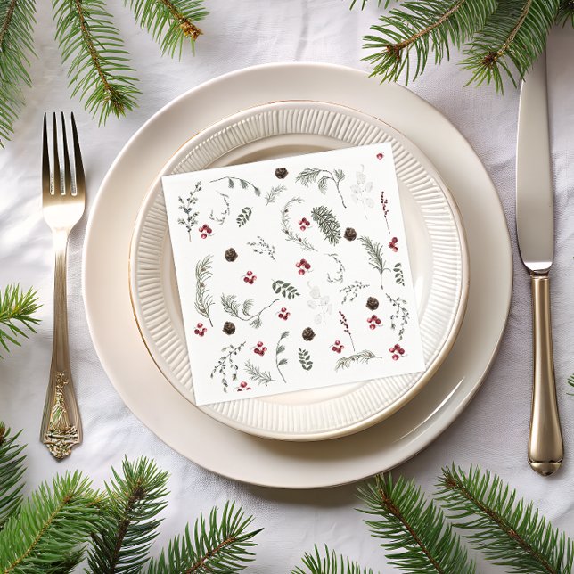 Serviette En Papier Neige en amour Hiver Fête des mariées florale (Créateur téléchargé)