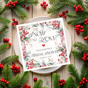 Serviette En Papier Neige en amour Hiver Floral Fête des mariées botan