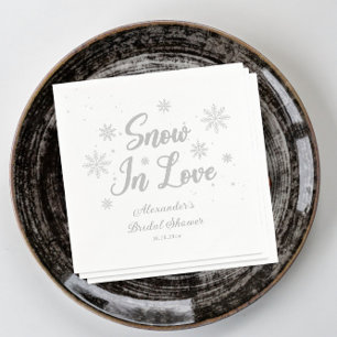 Serviette En Papier Neige en amour Réception de mariage blanc d'hiver