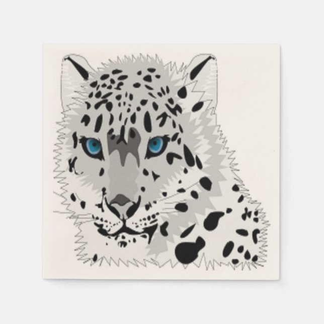 SERVIETTE EN PAPIER NEIGE LEOPARD ANIMAL (Devant)