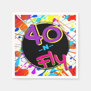 Serviette En Papier Neon 80s Hip Hop 40 et en Vol Anniversaire