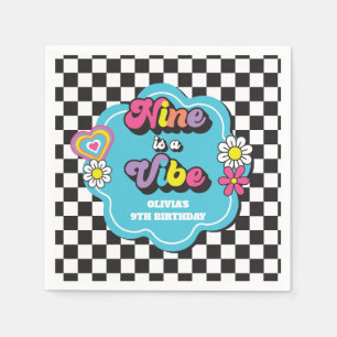Serviette En Papier Neon 90s Retro Nine est un Vibe 9e anniversaire