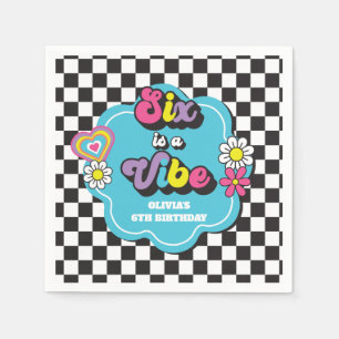 Serviette En Papier Neon 90s Rétro Six est une ambiance 6ème Anniversa