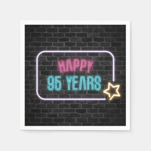 Serviette En Papier Neon 95e Marque d'anniversaire sur des serviettes