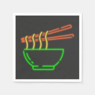 Serviette En Papier Neon Asian Noodle Bowl