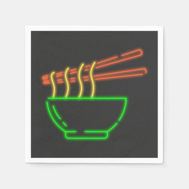 Serviette En Papier Neon Asian Noodle Bowl (Devant)