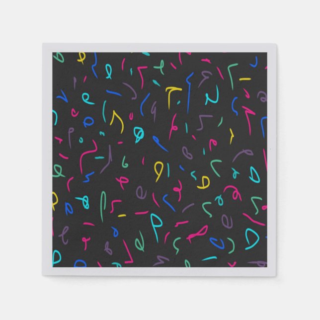 Serviette En Papier Neon Bright Marques sur Noir (Devant)
