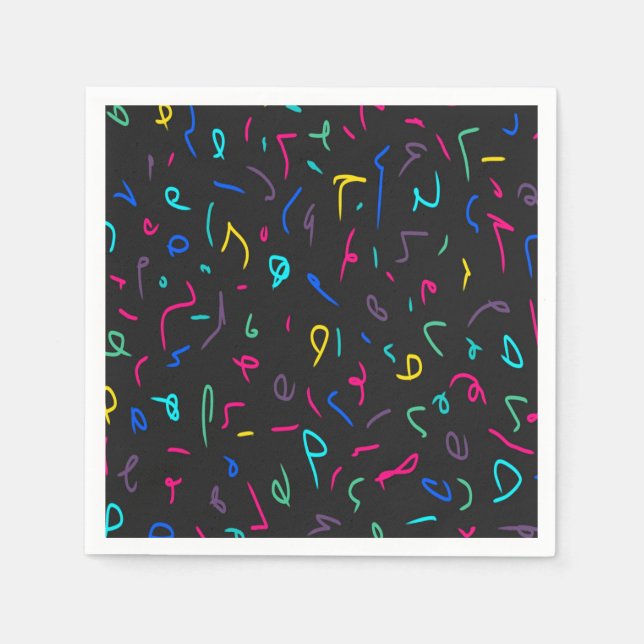 Serviette En Papier Neon Bright Marques sur Noir (Devant)