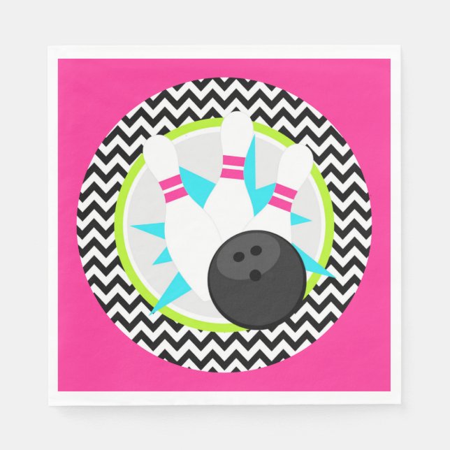 Serviette En Papier Neon Chevron Bowling Party Papier serviettes (Devant)