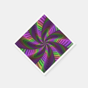 Serviette En Papier Neon Colors Flash Fou Colorful Motif fractal color