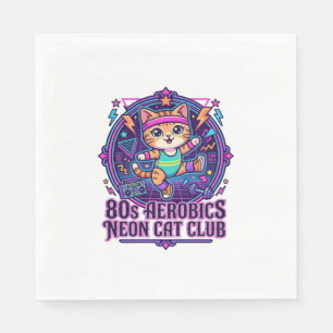 Serviette En Papier Néon de chat d'aérobic des années 80 - Conception