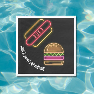 Serviette En Papier Neon Fast Food Monogramme Nom Vibrant