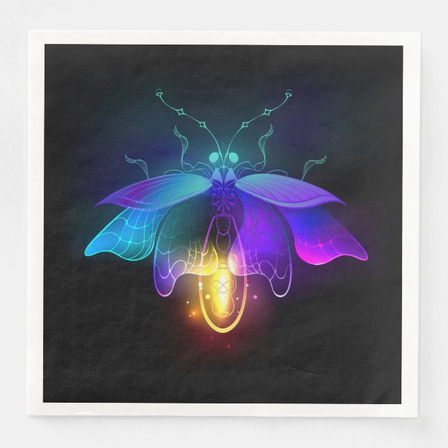 Serviette En Papier Neon Firefly sur noir (Devant)