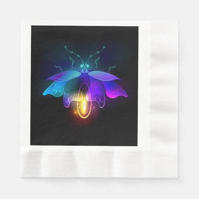 Serviette En Papier Neon Firefly sur noir (Devant)