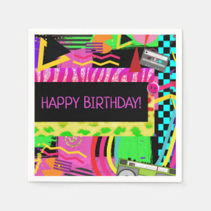 Serviette En Papier Neon Fun Bright Bold Colorful Funky 80's Party