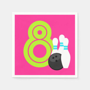 Serviette En Papier Neon Girl Bowling Birthday Papier serviettes
