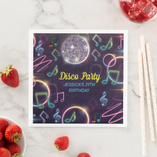 Serviette En Papier Neon Glow Disco Dance Anniversaire