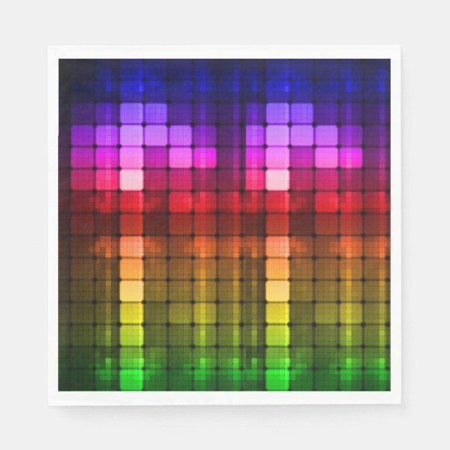 Serviette En Papier Neon Glow in Dark, Rainbow Cheetah print (Devant)