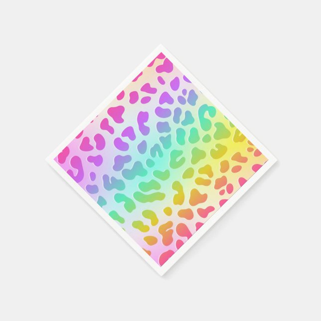 Serviette En Papier Neon Glow in Dark, Rainbow Cheetah print (Coin)