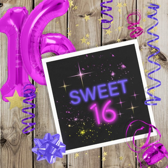 Serviette En Papier Neon Glow Sweet 16 ID760 (Créateur téléchargé)