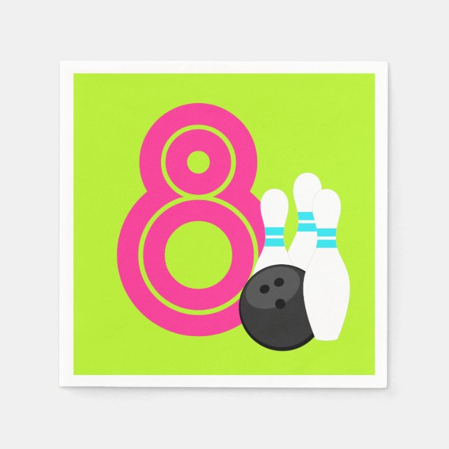 Serviette En Papier Neon Green Girl Bowling Papier d'anniversaire serv (Devant)