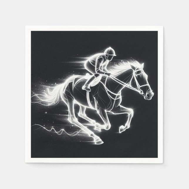 Serviette En Papier Neon Jockey sur un cheval de balle (Devant)