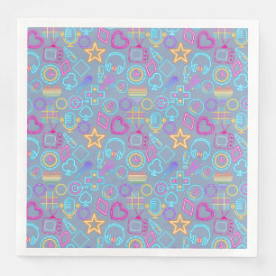Serviette En Papier Neon Light Motif vintage des années 80 01