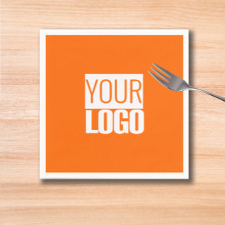 Serviette En Papier Neon orange - ajoutez votre logo