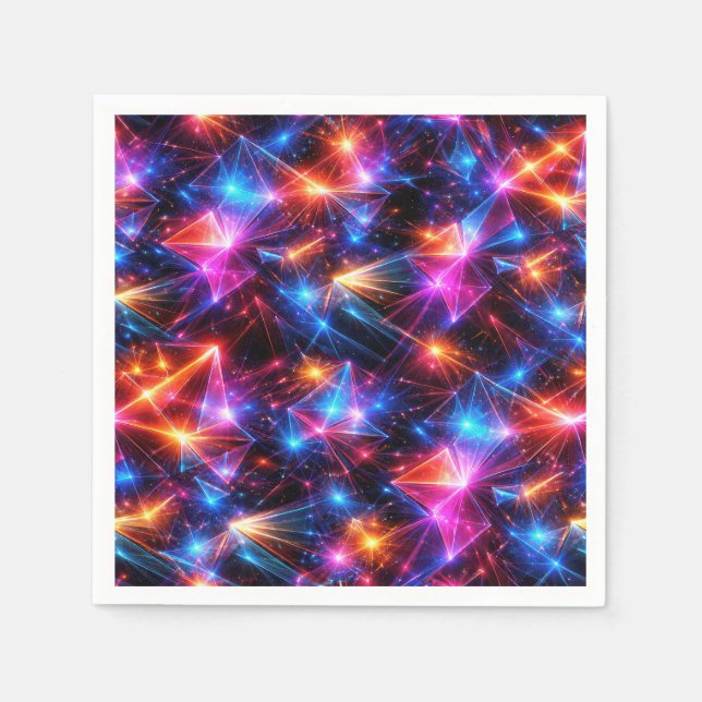 Serviette En Papier Neon Polygon Abstract with Explosions (Devant)