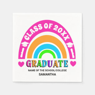 Serviette En Papier Neon Rainbow Graduation Party