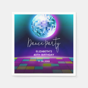 Serviette En Papier Neon Retro Danse Disco Anniversaire Bienvenue