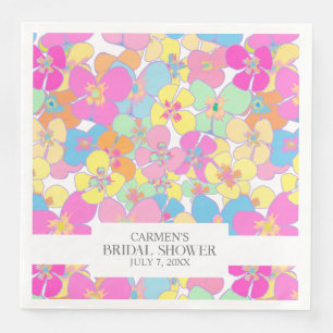 Serviette En Papier Neon Retro Floral rose Plutôt Chic Fête des mariée