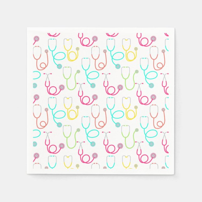 Serviette En Papier Neon Stethoscope Motif (Devant)
