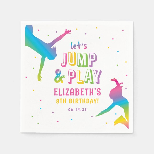 Serviette En Papier Neon Trampoline Park Girls Anniversaire (Devant)